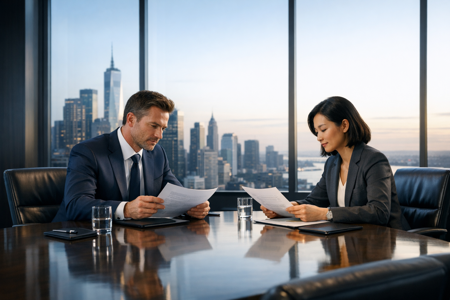 Modern Boardroom with City Skyline View-1